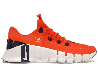 Pre-owned Nike Men's  Free Metcon 5 Russell Wilson Denver Broncos Sneakers In Brilliant Orange/college Navy Blu In Multi