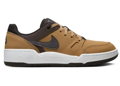 Pre-owned Nike Men's  Full Force Low Premium Velvet Brown Sneakers In Flax/baroque Brown/white In Multi