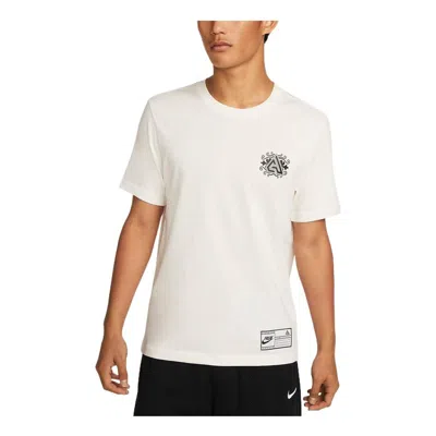 Nike Men's  Geometry Printing Round Neck Short Sleeve White T-shirt