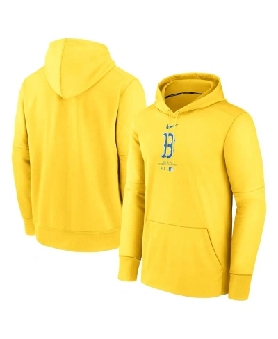Nike Men's  Gold Boston Red Sox City Connect Practice Performance Pullover Hoodie