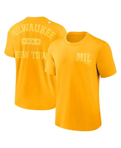 Nike Men's  Gold Milwaukee Brewers Statement Game Over T-shirt