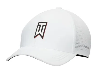Pre-owned Nike Men's  Golf Dri Fit Adv Tiger Woods Structured Club Cap In White/black