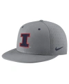 NIKE MEN'S NIKE GRAY ILLINOIS FIGHTING ILLINI USA SIDE PATCH TRUE AEROBILL PERFORMANCE FITTED HAT