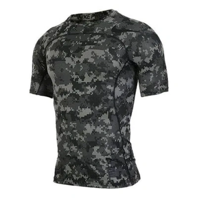 Nike Men's  Gym Running Basketball Training Breathable Quick Dry Short Sleeve Camouflage T-shirt In Black