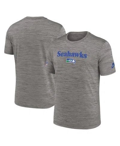 Nike Men's  Heather Charcoal Seattle Seahawks Throwback Sideline Performance T-shirt