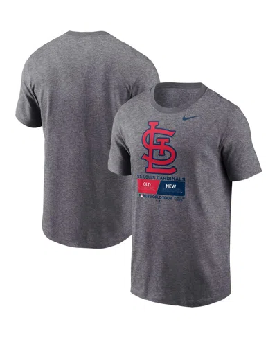 Nike Men's  Heather Charcoal St. Louis Cardinals 2023 Mlb World Tour: London Series T-shirt