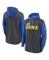 Nike Men's  Heathered Charcoal, Royal Los Angeles Rams Surrey Legacy Pullover Hoodie In Heathered Charcoal,royal