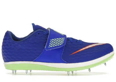 Pre-owned Nike Men's  High Jump Elite Sneakers In Racer Blue/lime Blast/safety Orange
