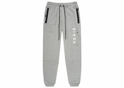 Pre-owned Nike Men's  Jordan Paris Saintgermain Fleece Sweatpants In Dark Grey Heather/white In Multi