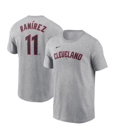 Nike Men's  Jose Ramirez Gray Cleveland Guardians Fuse Name And Number T-shirt