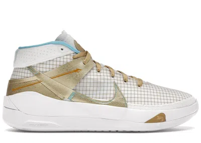 Pre-owned Nike Men's  Kd 13 Eybl (2020) Sneakers In White/metallic Gold/light Aqua In Multi