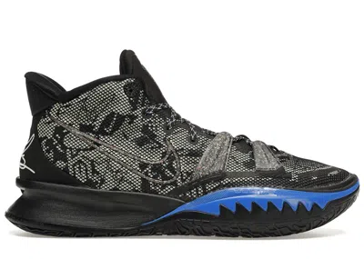 Pre-owned Nike Men's  Kyrie 7 Blue Sneakers In Black/lime Ice/total Orange