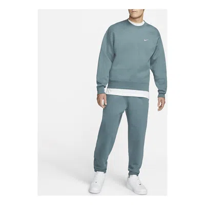 Nike Men's  Lab Fleece Crew Solid Color Plush Stay Warm Sports Round Neck Pullover Dark Green