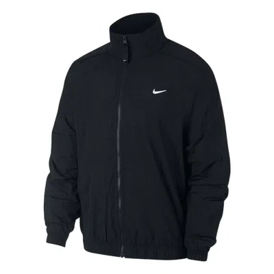 Nike Men's  Lab Track Stand Collar Solid Color Logo Casual Jacket Black