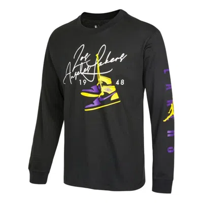 Nike Men's  Lal Nk Cts Jdn Stmt Ls Te Shoes Printing Sports Round Neck Long Sleeves Black T-shirt