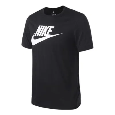 NIKE MEN'S NIKE LARGE LOGO PRINTING ROUND NECK SHORT SLEEVE BLACK T-SHIRT