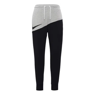 Nike Men's  Large Logo Splicing Knit Casual Sports Pants/trousers/joggers Autumn Black Gray Colorbloc