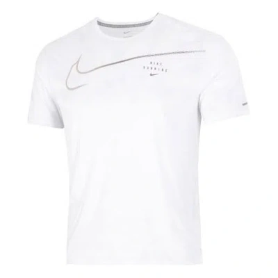 Nike Men's  Large Logo Sports Training Breathable Quick Dry Round Neck Short Sleeve White T-shirt