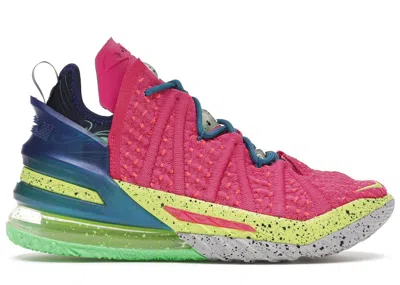 Pre-owned Nike Men's  Lebron 18 Los Angeles By Night Sneakers In Pink Prime