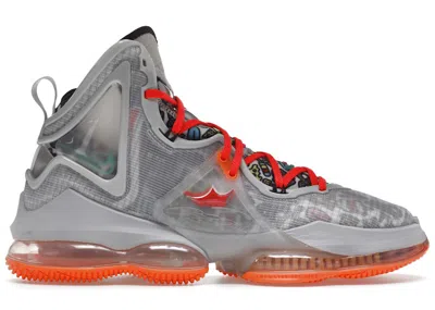 Pre-owned Nike Men's  Lebron 19 Fast Food Bright Crimson Sneakers In Grey Fog/roma Green/total Orange