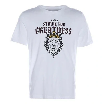 Nike Men's  Lebron James Basketball Sports Printing Round Neck Short Sleeve White T-shirt In Blue