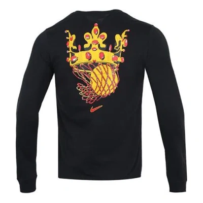 Nike Men's  Lebron Sfg Basketball Sports Printing Round Neck Long Sleeves Black T-shirt
