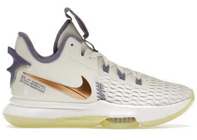 Pre-owned Nike Men's  Lebron Witness 5 Summit Metallic Bronze Sneakers In Summit White/light Zitron