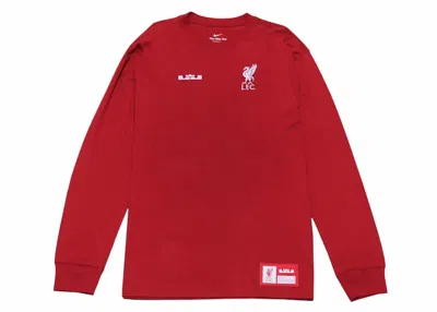 Pre-owned Nike Men's  Lebron X Liverpool F.c. Longsleeve Max90 T-shirt In Tough Red