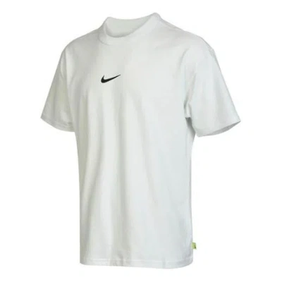 Nike Men's  Logo Alphabet Printing Round Neck Loose Sports Short Sleeve White T-shirt