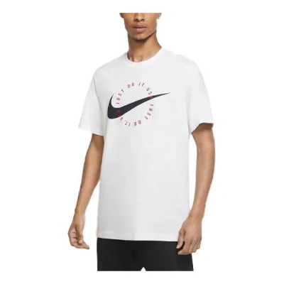 Nike Men's  Logo Alphabet Printing Sports Round Neck Short Sleeve White T-shirt