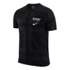 Nike Men's  Logo Cashew Printing Sports Round Neck Pullover Short Sleeve Black T-shirt