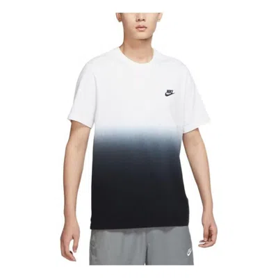Nike Men's  Logo Printing Gradient Casual Sports Round Neck Short Sleeve White T-shirt