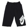 Nike Men's  Logo Printing Pattern Lacing Elastic Waistband Straight Shorts Black