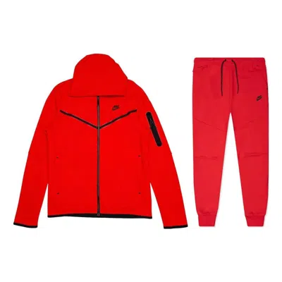 Nike Men's  Logo Printing Solid Color Hooded Jacket Red