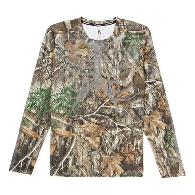 Nike Men's  Long Sleeve Skeleton Tee Halloween Limited Leaves Printing Long Sleeves Running Earth Bro In Brown