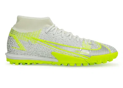Pre-owned Nike Men's  Mercurial Superfly 8 Academy Tf Sneakers In White/metallic Silver/volt In Multi