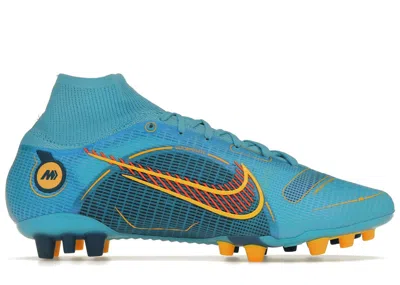 Pre-owned Nike Men's  Mercurial Superfly 8 Elite Ag Sneakers In Chlorine Blue/laser Orange/marina