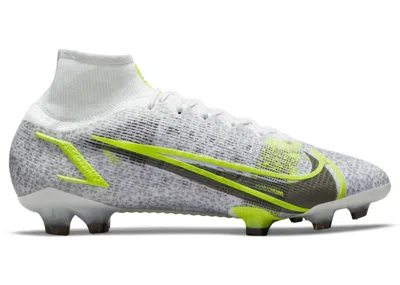 Pre-owned Nike Men's  Mercurial Superfly 8 Elite Fg Sneakers In White/metallic Silver/volt