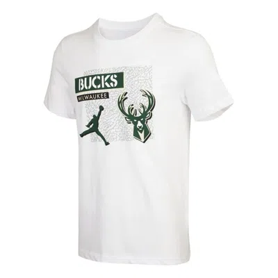 Nike Men's  Mil Nk Df Es Jdn Stmt 2 T Pattern Printing Round Neck Sports Short Sleeve White T-shirt