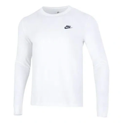 NIKE MEN'S NIKE MINIMALISTIC ALPHABET LOGO ATHLEISURE CASUAL SPORTS ROUND NECK LONG SLEEVES WHITE T-SHIRT