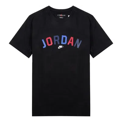 Nike Men's  Multi-color Alphabet Loose Breathable Running Training Short Sleeve Black T-shirt