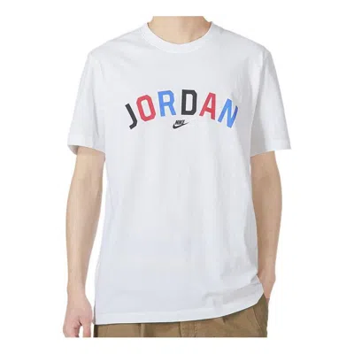 Nike Men's  Multi-color Alphabet Loose Breathable Running Training Short Sleeve White T-shirt
