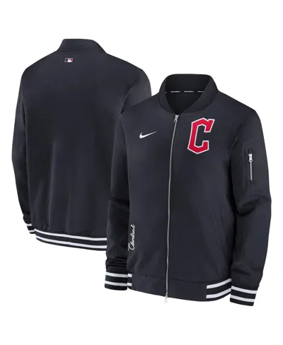Nike Men's  Navy Cleveland Guardians Authentic Collection Full-zip Bomber Jacket