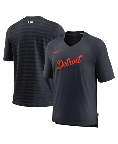Nike Men's  Navy Detroit Tigers Authentic Collection Pregame Raglan Performance V-neck T-shirt