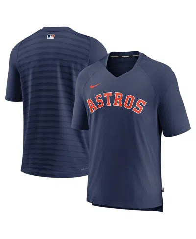 Nike Men's  Navy Houston Astros Authentic Collection Pregame Raglan Performance V-neck T-shirt