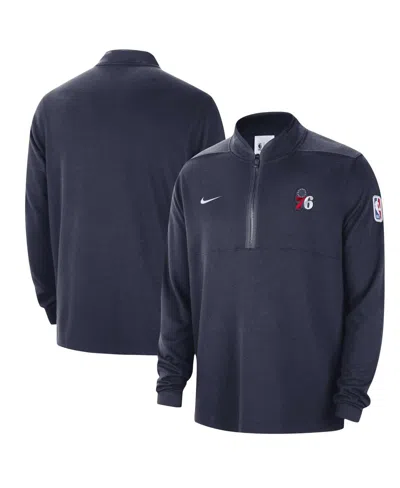 Nike Men's  Navy Philadelphia 76ers Authentic Performance Half-zip Jacket
