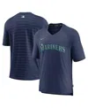 Nike Men's  Navy Seattle Mariners Authentic Collection Pregame Raglan Performance V-neck T-shirt In Navy
