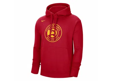 Pre-owned Nike Men's  Nba Atlanta Hawks Essential Fleece Loose Fit Hoodie In University Red