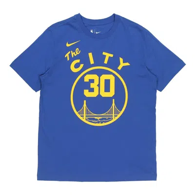 Nike Men's  Nba Basketball Sports Printing Short Sleeve Golden State Warriors Curry 30 Blue T-shirt