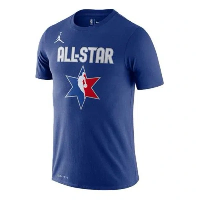 Nike Men's  Nba Basketball Sports Round Neck Short Sleeve Blue T-shirt